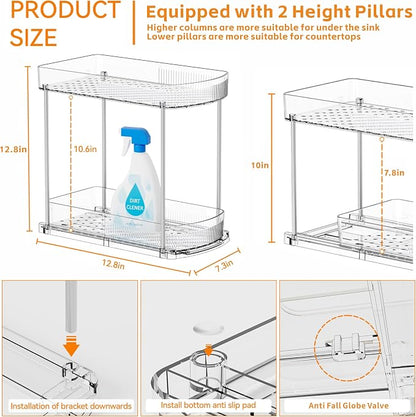 4 Pack Large Pull Out Bathroom Organizers and Storage, 2 Tier 12.8″ Tall - Image 2