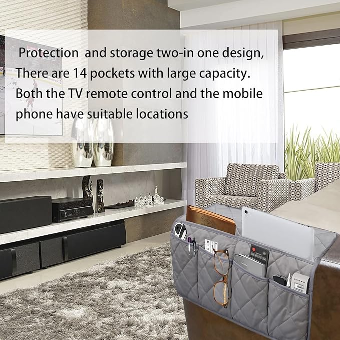Armchair Caddy, Non Slip Sofa Armrest Organizer, Couch Armrest Remote Control - Image 5