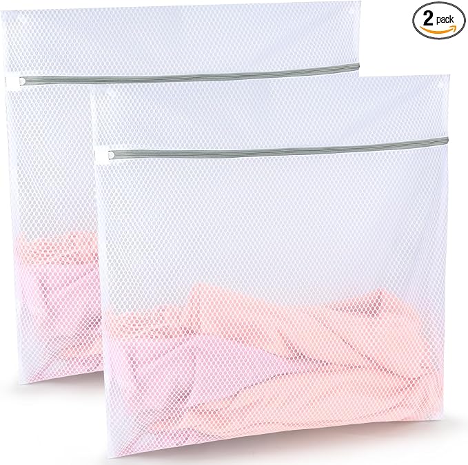 Tenn Well 2Pk 24x24" Honeycomb Mesh Laundry Bags XXL W/Colorful Zipper | by TennWell