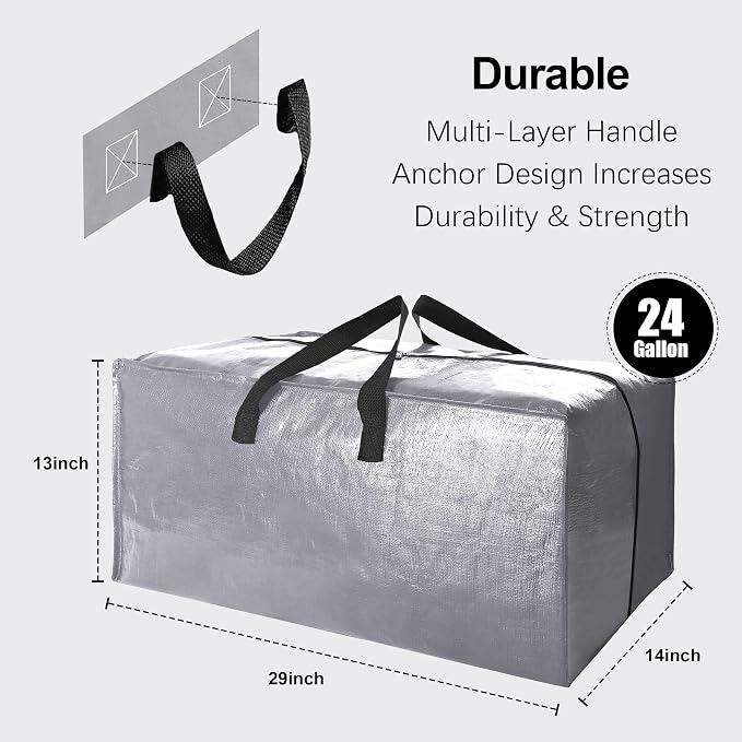 12 Pack Heavy Duty Extra Large Moving Bags W/Backpack Straps - Image 2