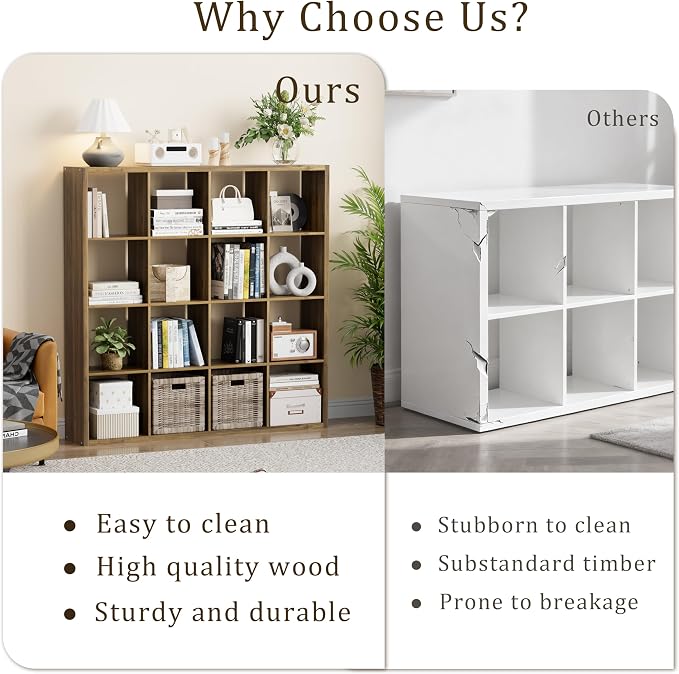 VDNEND Cube Storage Organizer Bookcase, Decorative 11 inch Open Back Cubical - Image 6