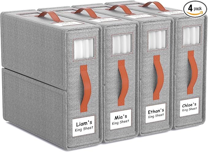 4 Pack Bed Sheet Organizers and Storage by JOYMEEZO