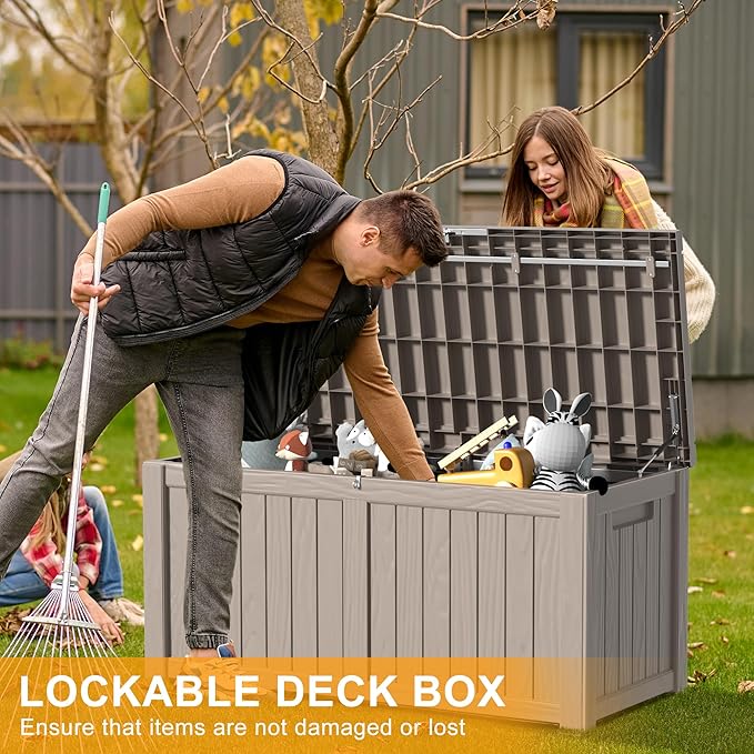 DRATO 150 Gallon Deck Boxes Outdoor Waterproof, Lockable Outdoor Storage Box - Image 2