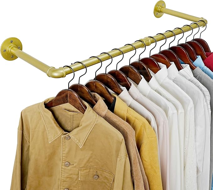 WEBI Industrial Pipe Clothing Rack, Heavy Duty Metal Garment Rack Bar Wall by WEBI