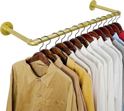 WEBI Industrial Pipe Clothing Rack, Heavy Duty Metal Garment Rack Bar Wall by WEBI