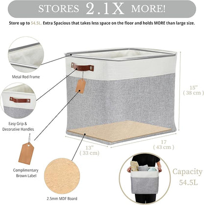 DECOMOMO Storage Baskets | Large Storage Bins 54.5L Fabric Baskets - Image 3