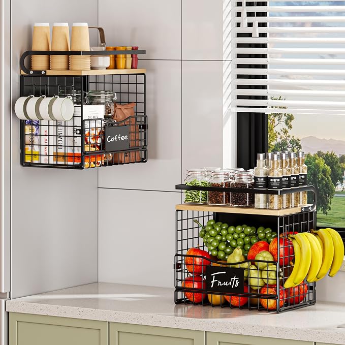 Magnetic Shelf for Fridge, Kitchen Storage Basket for Onion, Fruit and by Clothink