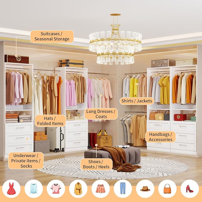 Closet System Sets of 4, 8FT-21FT Customizable Closet Organizer System - Image 4