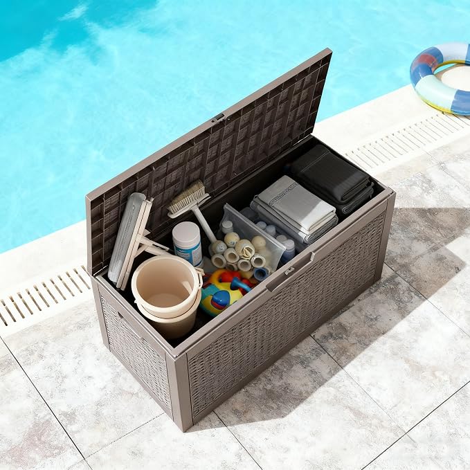 60 Gallon Outdoor Storage Deck Box Waterproof, Large Resin Storage Container - Image 4