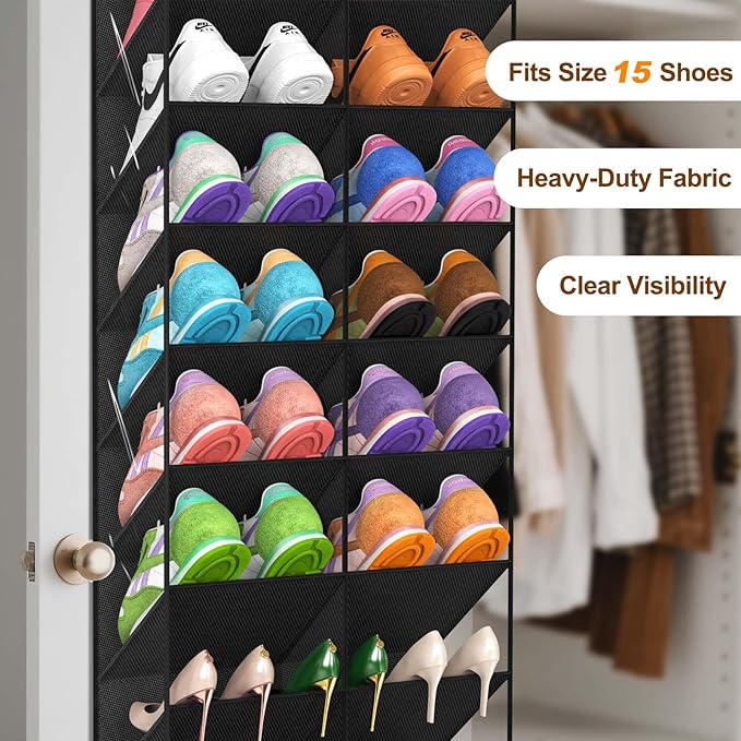 30 Pairs Over the Door Shoe Organizer, 10-Tier Door Shoes Rack Storage - Image 6