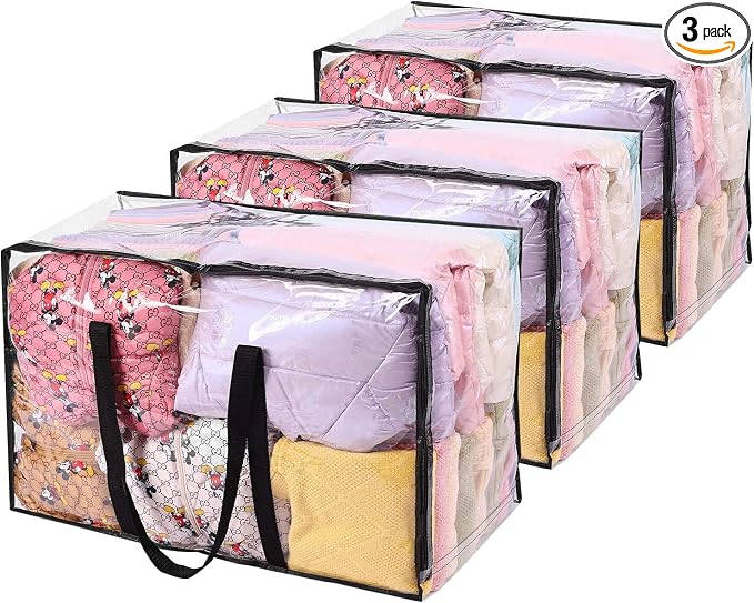 Vieshful 3 Pack Clear Storage Bags 110L Over-Sized Clothes Bags by Vieshful