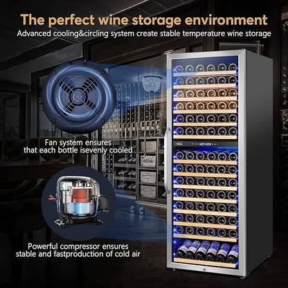24 Inch Wine Cooler Fridge Dual Zone, Professional Large Capacity High Wine - Image 5