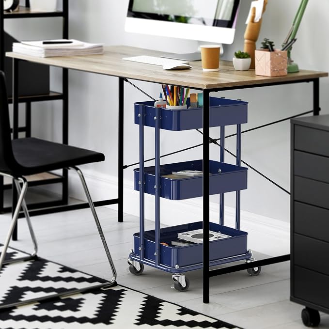 Simple Houseware 3-Tier Compact Utility Rolling Cart, Low 24” Height Fits Under - Image 8