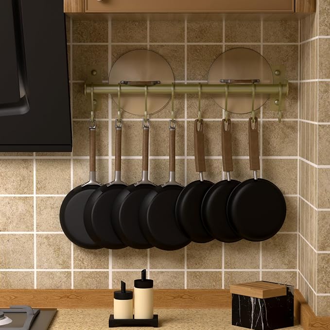 Dseap Kitchen Utensil Holder Hanger, Pot and Pan Rack Wall Mounted, Kitchen Rail - Image 2