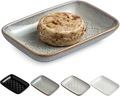 Gomakren Soap Dish for Shower, Ceramic Soap Dishes for Bar Soap Sponge by Gomakren