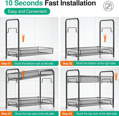 Spice Rack Organizer for Countertop, Xpatee 2-Tier Foldable Metal Rust-Proof - Image 8