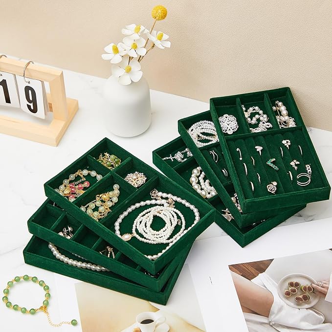 Junkin 18 Pcs Velvet Jewelry Tray, Stackable Jewelry Organizer Trays - Image 5