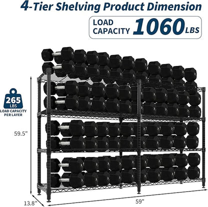 Garvee Metal Storage Shelves Heavy Duty Metal Shelving, 4-tier Wire Shelving - Image 3