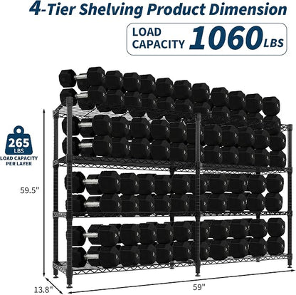 4-Tier Metal Shelving Unit, Heavy Duty Storage Shelves Adjustable Garage Shelf - Image 3