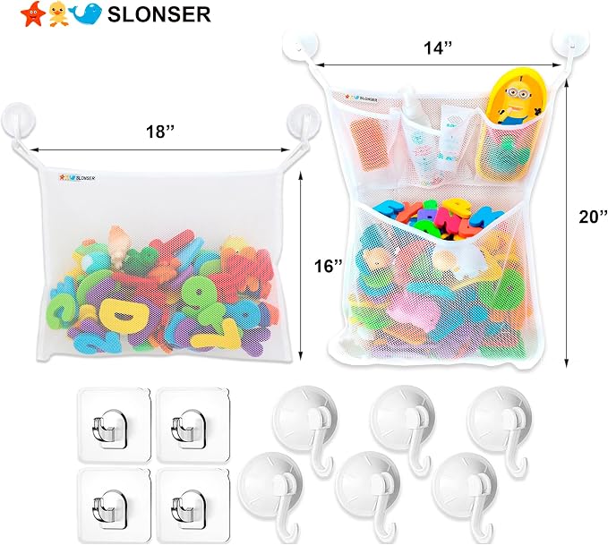 Bath Toy Storage Organizer for Bathtub – Large Mesh Bath Toy Holder & Bath Toy - Image 3