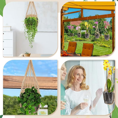 Weysat 10 Pack Hanging Orchid Planter Thai Bamboo Woven 4 Inch Bird Nest Style - Image 6