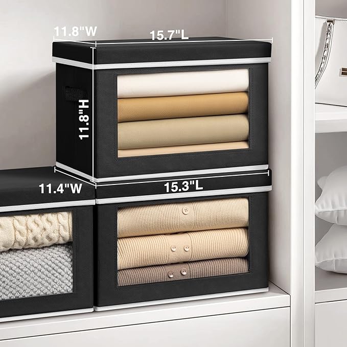 Homsorout Storage Bins with Lids, 4 Pack Large Storage Cubes with Window - Image 2