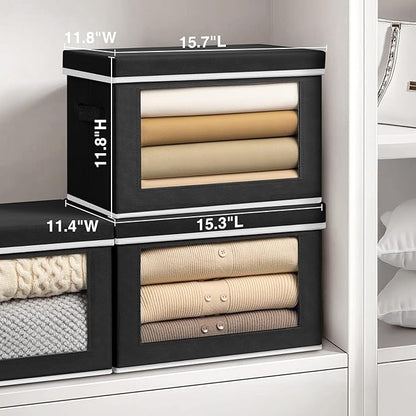 Homsorout Storage Bins with Lids, 4 Pack Large Storage Cubes with Window - Image 2