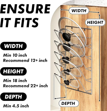 Simple Houseware Wall Door Mounted Pot Lid Rack, Chrome Finish - Image 3
