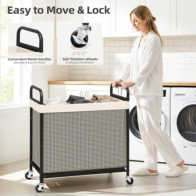 STORAGE MANIAC Rolling Laundry Hamper - Image 5