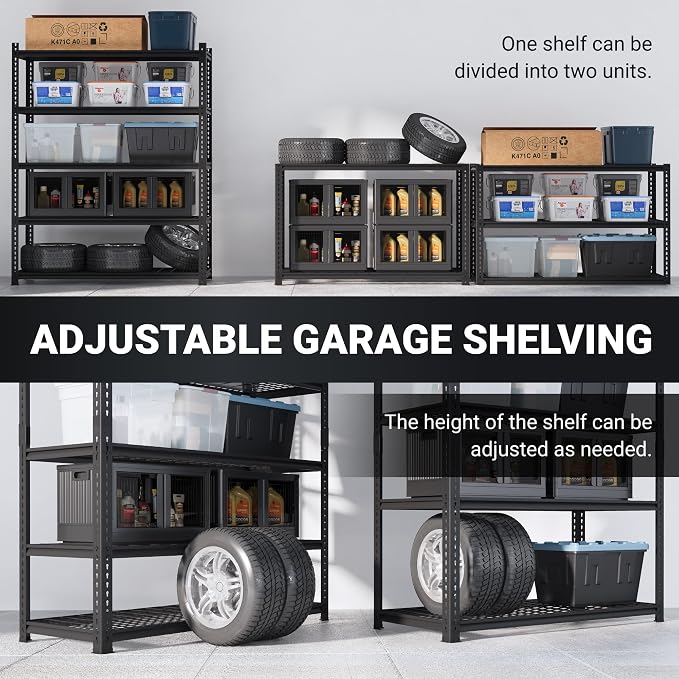 FLEXIMOUNTS Garage Shelving, Heavy Duty Shelving 2000 lbs, 5-Tier Garage - Image 6