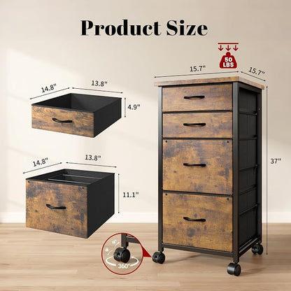 4 Drawers Mobile File Cabinet Vertical Filing Cabinet - Image 3