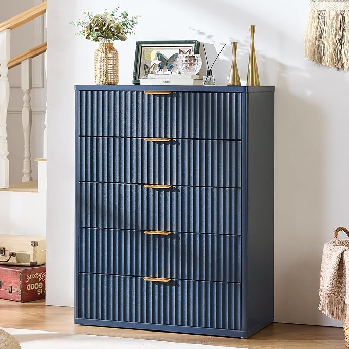 Fluted 5 Drawers Dresser for Bedroom, Living Room - Image 8