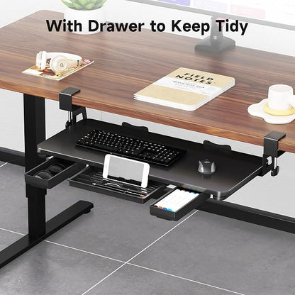 Keyboard Tray Under Desk with Storage Drawer Large C-Clamp 26.7” x 11.8” - Image 5