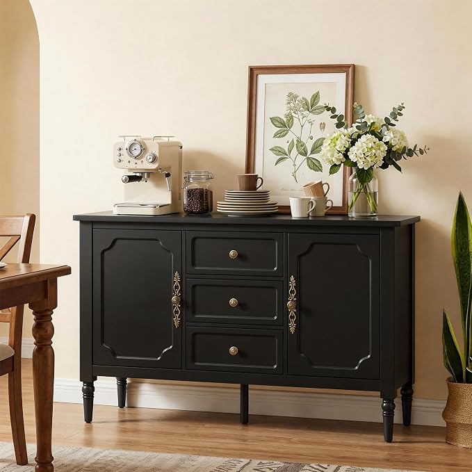 RoyalCraft Buffet Cabinet with Storage, Vintage Sideboard with 2 Doors & 3 - Image 7