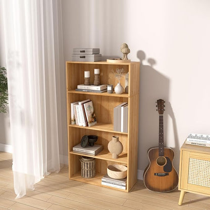 Wooden 4 Cube Storage Organizer, 4 Tier Low Bookcase Storage Display Organizer - Image 7