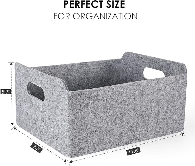 Welaxy Storage Baskets Collapsible Felt Storage bin Foldable Shelf Drawers - Image 3