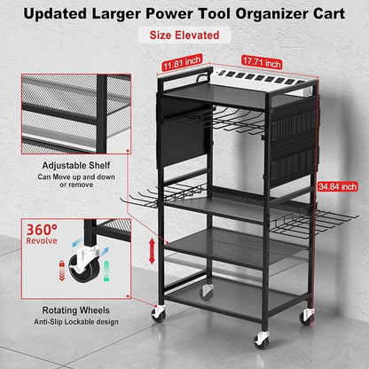 JUNNUJ Garage Large Power Tool Organizer Cart - Image 5