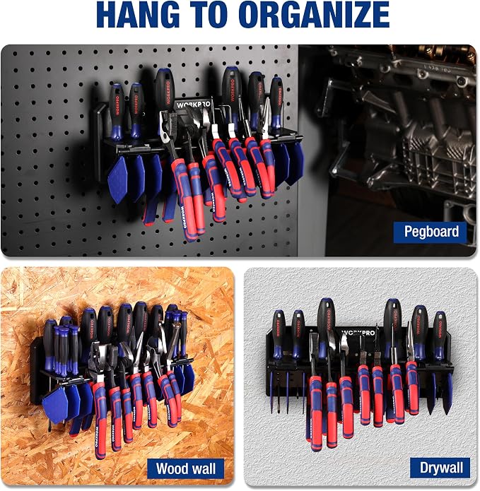 WORKPRO Plier Organizer Rack, 13.5" Foldable Tool Organizer, Wall Mount - Image 2