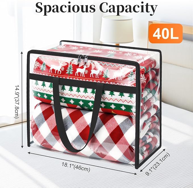 SpaceTrove Clear Clothes Storage Bags, 8 Pack Closet Organizers and Under Bed - Image 2