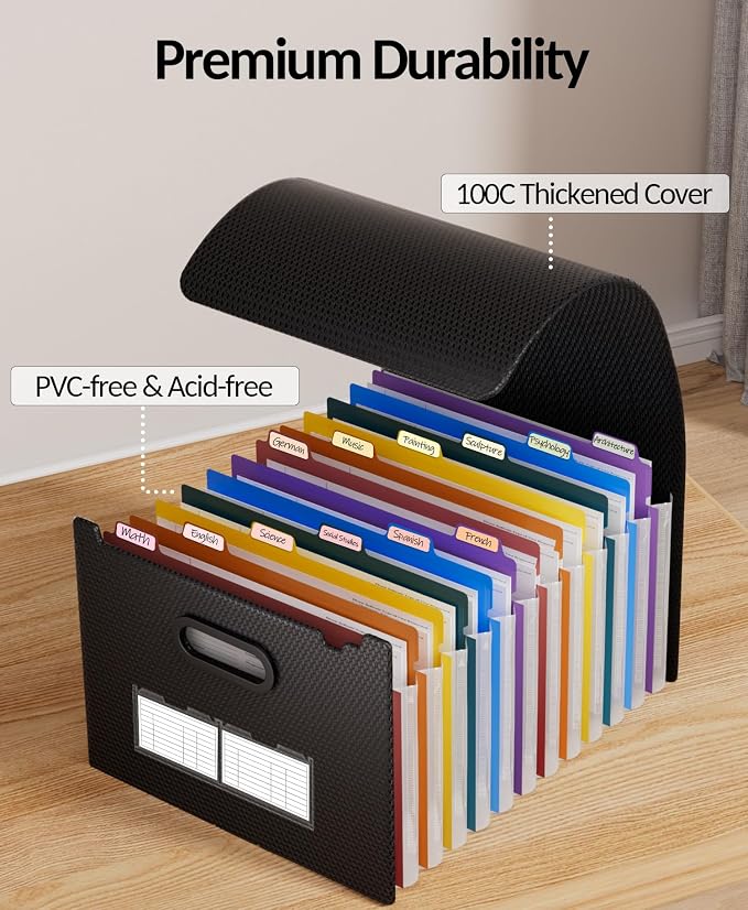 Sooez Accordion File Organizer, 13-Pocket Expanding File Folder Letter Size | - Image 4