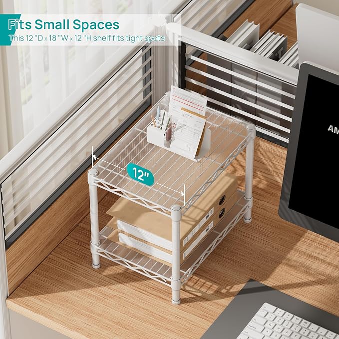 SINGAYE 2 Small Shelves Kitchen Storage Shelf Wire Shelving Unit Metal Shelf - Image 5