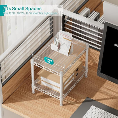 SINGAYE 2 Small Shelves Kitchen Storage Shelf Wire Shelving Unit Metal Shelf - Image 5