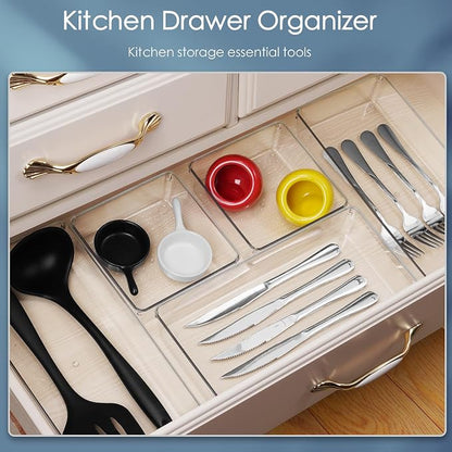 12 Pack Large Clear Plastic Drawer Organizer Set, Acrylic Bathroom Organizer - Image 6