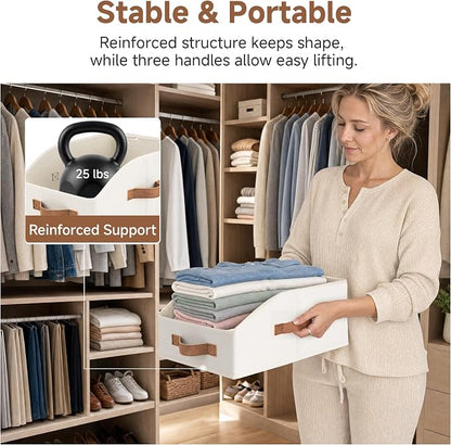 StorageWorks Closet Baskets for Organizing, Trapezoid Storage Bins, Linen - Image 2