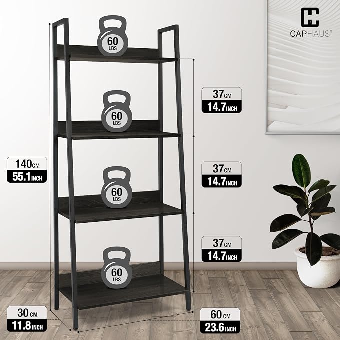 CAPHAUS 4 Tier Ladder Bookshelf, 24 Inch Width Free Standing Shelf, Bookcase - Image 3