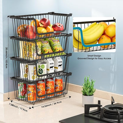 4 Pcs Stackable Wire Baskets for Pantry Organizers and Storage, Ideal Bins - Image 5