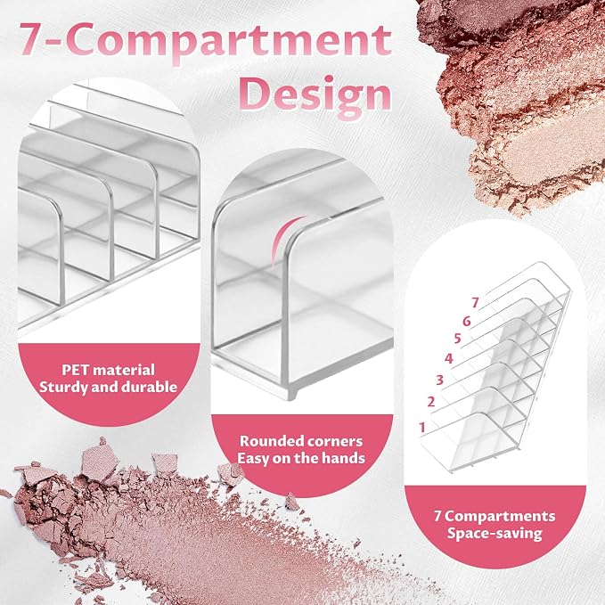 Diakey 4 Pack Eyeshadow Palette Makeup Organizer, 7-Section Acrylic Cosmetic - Image 3