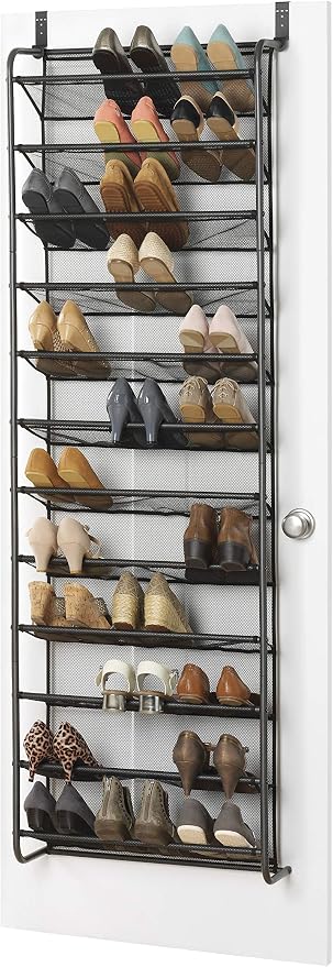 Whitmor 36 Pair Over the Door Shoe Organizer, 12 Tier Hanging Shoe Organizer by Whitmor