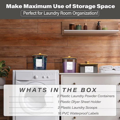 3 Pack Plastic Laundry Powder Container & Dryer Sheet Holder - Image 5