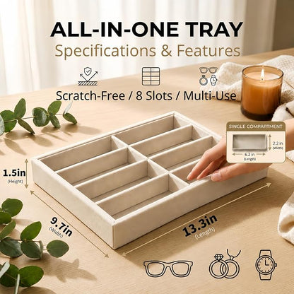 Amzlink® Sunglass Organizer Tray, 8 Slot Velvet Glasses Holder - Image 2
